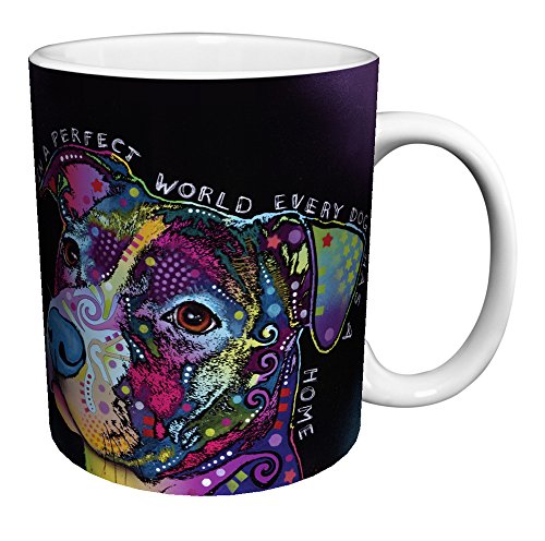 Dean Russo Dog Perfect World Quote Modern Animal Art Porcelain Gift Coffee (Tea, Cocoa) 11 Oz. Mug