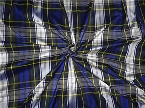 Tissu à carreaux multicolores en soie Dupioni largeur 44 pour confectionner une veste