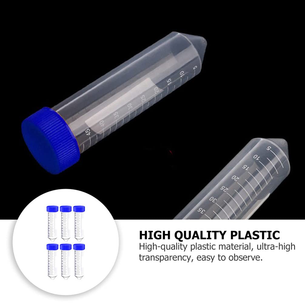 Provette vuote trasparenti con coperchio, 50 provette coniche for centrifuga da 50 ml con tappo a vite in plastica graduate e con segni di scrittura Contenitore for test di laboratorio