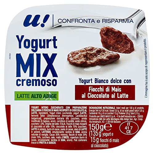 U! Confronta e Risparmia Yogurt Mix Cremoso con Fiocchi di Mais al Cioccolato al Latte, 150g