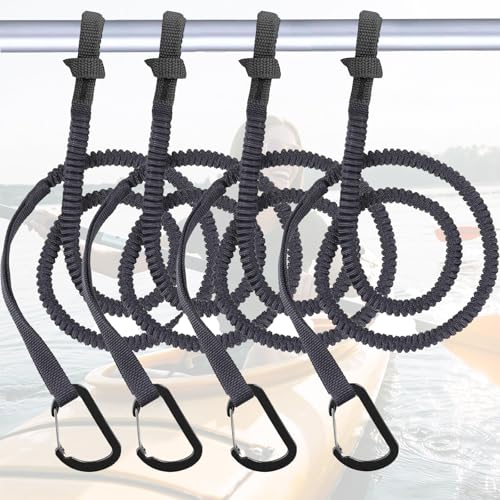 MOOCY Kayak Paddle Leash Kayak Rod Leash 3-7 ft Stretchable Strap Lanyard Rope for SUP Kayak Fishing Accessories for Kayak and Paddles