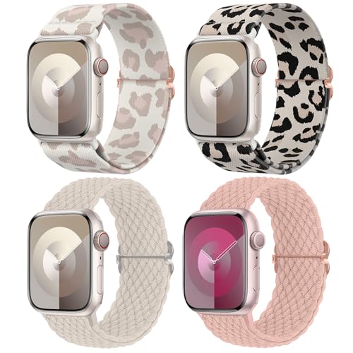 Image of Delidigi Stretchy Bands Compatible for Apple Watch Band Women 40mm 38mm 41mm 42mm 44mm 45mm 46mm 49mm, Nylon Braided Straps for iWatch Series 11 10 9 8 7 6 SE 5 4 3 Ultra 3 2 1