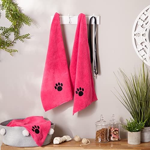 Image of Bone Dry Pet Grooming, Embroidered Microfiber Towel Drying Collection, 15x30, Raspberry Sorbet