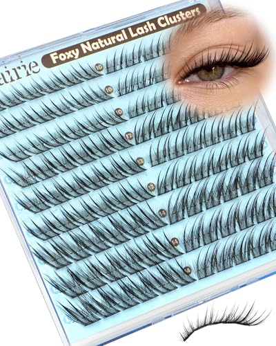 Fox Eye Lash Clusters Natural Eyelash Clusters 10-14mm Wispy Lashes Clusters Spiky Cluster Eyelash Extensions Fairy Cluster Lashes Daily Wear Eyelashes Clusters Hooded Eye DIY Lash Extension