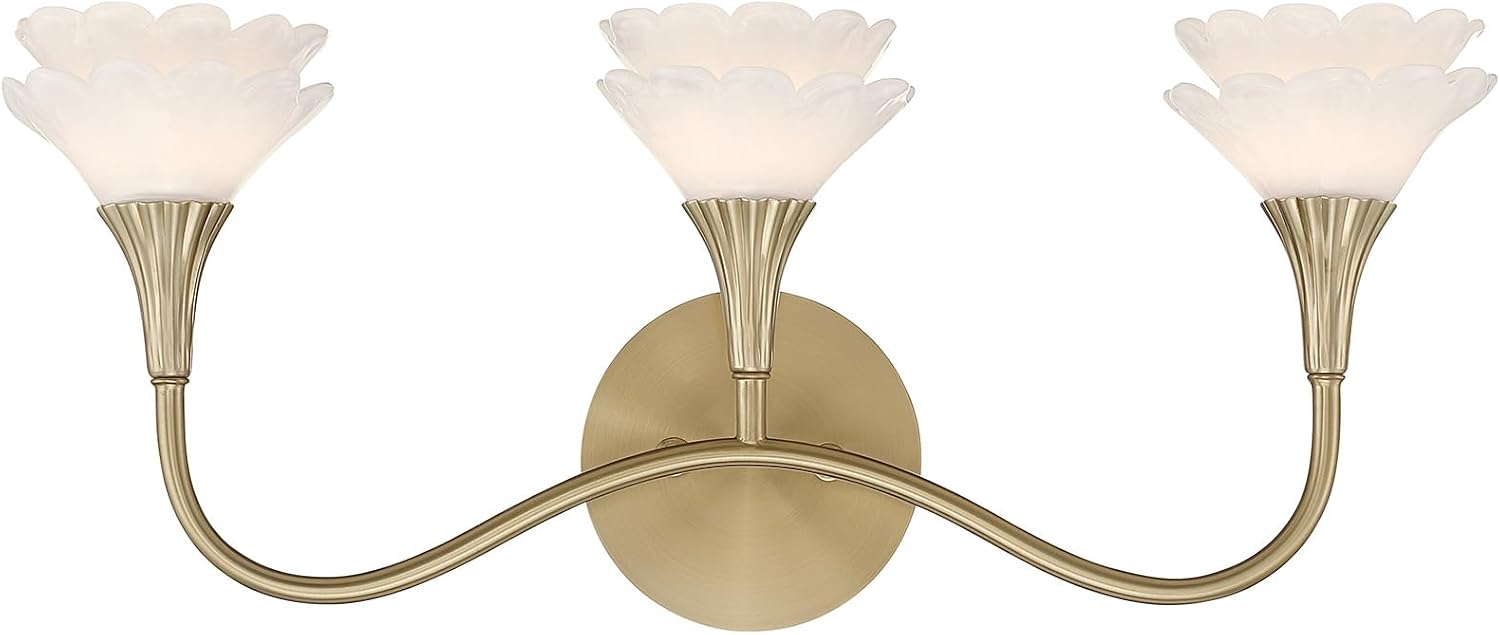 Savoy House 8-5081-3-127 Florena Bathroom Vanity Wall Light by Breegan Jane, 3-Light 18 Total Watts, 9" H x 22" W, Noble Brass