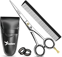 Candure Friseurschere 6,5 Zoll Professionelle Haarschneideschere mit Kamm & Lederetui für Friseure, Barbier, Männer, Frauen & Kinder - Edelstahl Haarschere für Salon & Zuhause