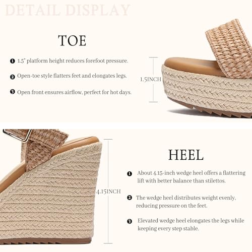 Image of VICKI.VICKI Women's Platform Sandals Wedge Ankle Strap Open Toe Sandals