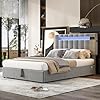 BTM Double Bed with Bluetooth Stereo, USB Port & Storage - 7-Color LED ...