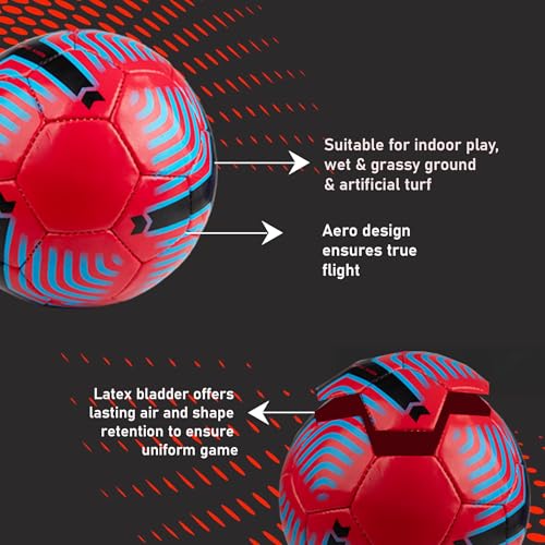 Image of WHACKK Football Soccer Ball Hand Stitched for Practice & Training - Original PVC Waterproof. 3 Layered Ideal Sports Ball for All Ages on Ground, Grass and Turf (Size 5, Red)
