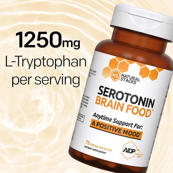 NATURAL STACKS Serotonin Brain Food w/L-Tryptophan & Rhodiola Rosea - Mood Support Supplement - Promotes Positive Mood, Calmness, Stress Relief - Happy Mood & Brain Support Supplement - 75 Capsules - Image 4