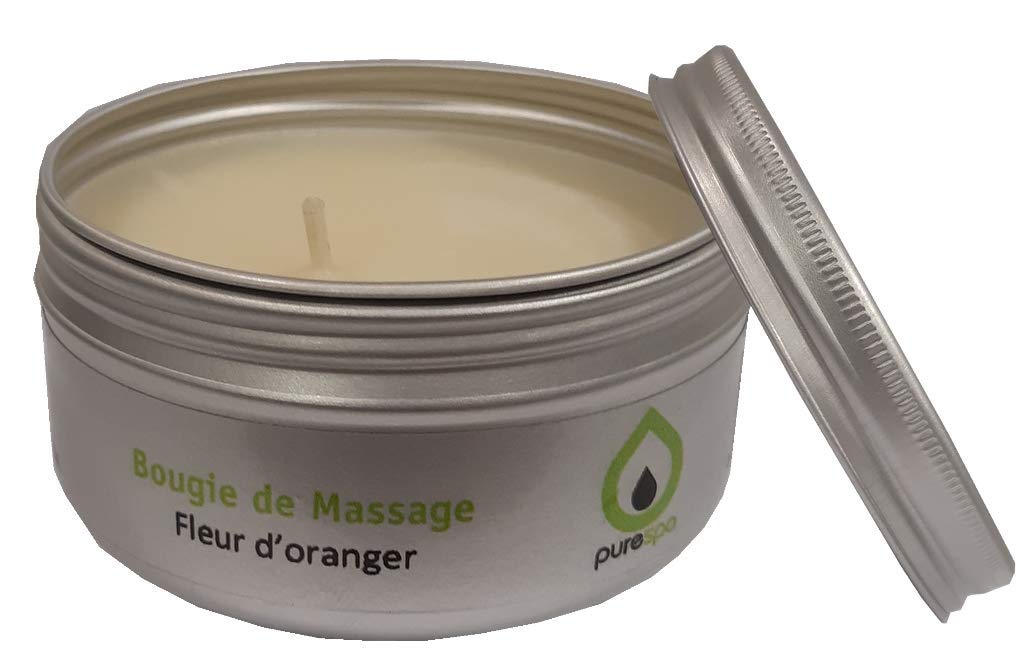 Vela de Masaje Natural Perfumada Purespa - 100% sensual y relajante (Azahar, 80 gr)