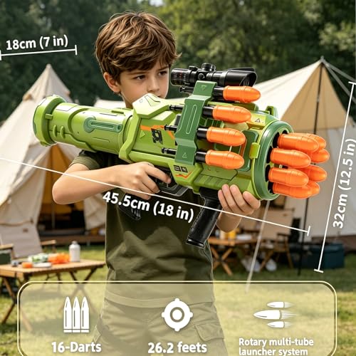 Image of Toy Gun Toy Foam Blasters - New 2026 Jumbo Rocket Gun, Toy Rocket Artillery Launcher RPG Gun with 16 Foam Rockets Bullets, Outdoor Shooting Games Toy Guns for Kids 6-12 Year Birthday Xmas Gifts