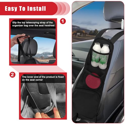 Quicto QFBCQ 2Pcs Car Seat Storage Hanging Bag, Multi-Pocket Seat Side Organizer thumb #4