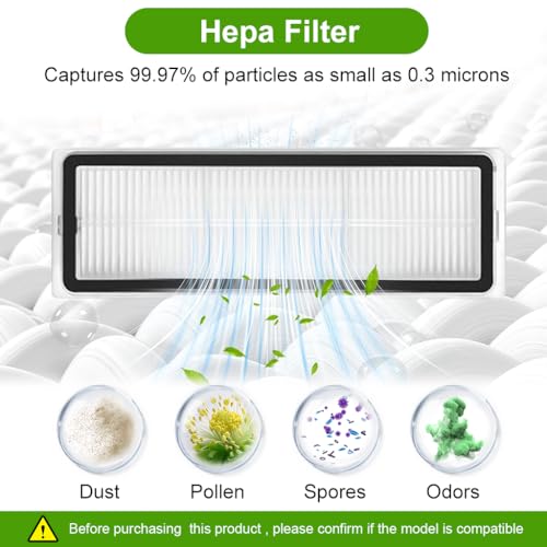 Image of HASTHIP 12Pcs Replacement Parts for Dreame D10 Plus Gen 2 Vacuum Cleaner, with 1 Main Roller Brush, 3 Side Brushes, 3 Mop Cloth, 2 Filters, 2 Dust Bags & Detailing Brush.