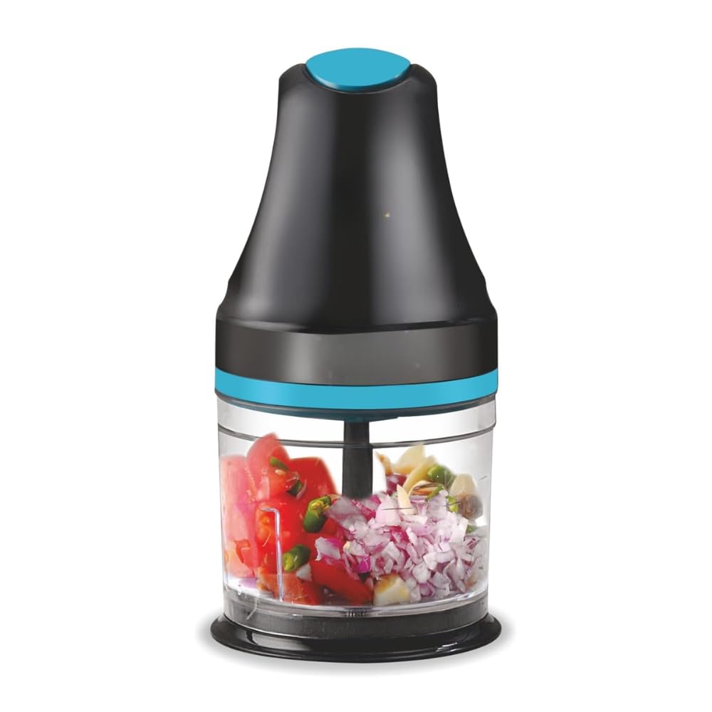 Drumstone Electric Food Chopper with Copper Motor, Stainless Steel Blade Mini Food Processor, One-Touch Vegetable Chopper for Onion, Garlic, Fruits, Nuts & Meat, Blue & Black-picture-11