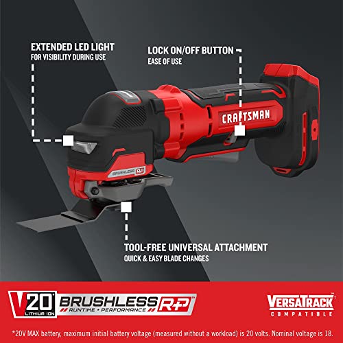 Image of CRAFTSMAN V20 Cordless Oscillating Tool, Multi-Tool, Up to 19,000 OPM, Bare Tool Only (CMCE565B)