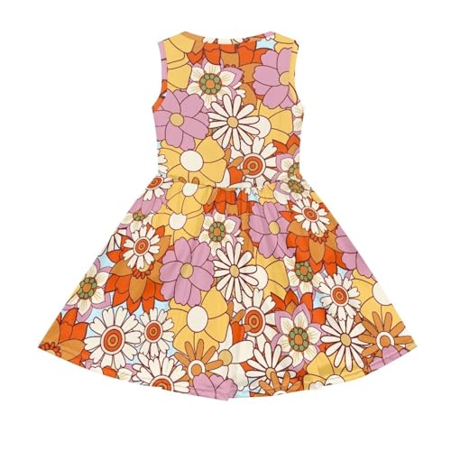 Vibrant Floral Sundress for Girls Sleeveless Cute Loose Flared Twirly Dress with Pockets2