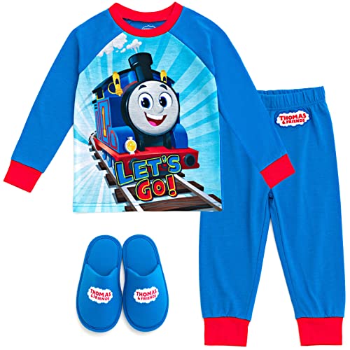 THOMAS & FRIENDS Pajama Shirt Pants and Slippers 3 Piece Sleep Set Toddler to Little Kid