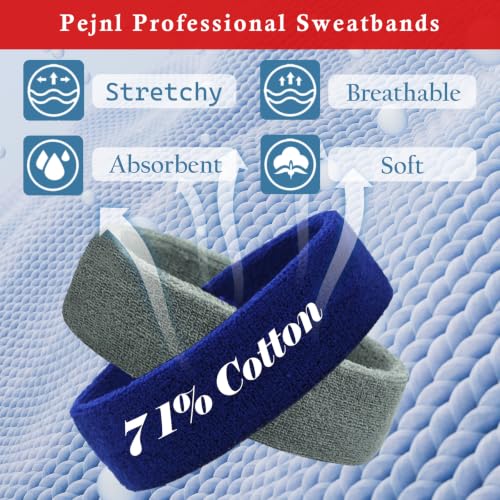 Image of Sweatbands Sports Headbands for Men & Women - 3 Pack Moisture Wicking Cotton Headband for Tennis, Basketball, Running, Gym - Sweat Band