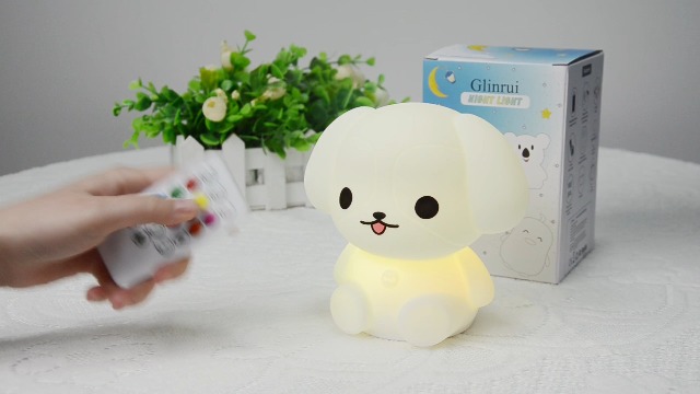 Image of Night Lights Dog Silicone Bedside lamp for Children, Baby Nursery Light Decorative Lamps Decompression Light - Break Resistant /Eye Caring /Adjustable Brightness & Color /Time Setting - Medium