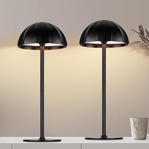 Miniatura 10 de Lámpara de mesa recargable dorada inalámbrica, 4000 mAh, funciona con pilas, con 3 colores de atenuación continua para sala de estar, luces de mesa