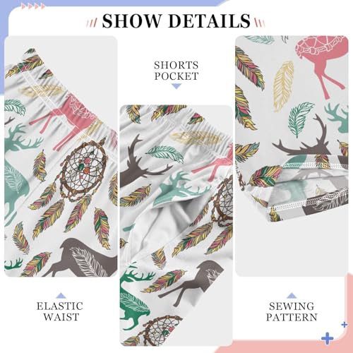 ZZXXB Deer Dream Catcher Boys Long Pants Soft Trousers Elastic Waist Kids Lounge Bottoms with Pockets S-XL4