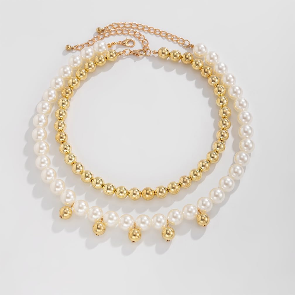 Chunky Layered Balls Beaded Choker Necklace Fashion Round Pearl Bead Stackable Collar Necklaces for Women Exaggerated Large Prom Jewelry Accessories - Image 6