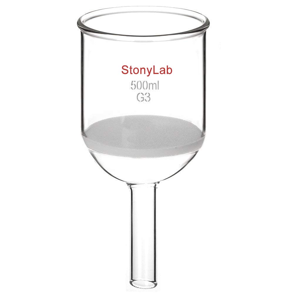 StonyLab Glas Büchner Trichter Filter, Borosilikatglas Buchner Filtertrichter mit Feiner Fritte(G3), 94mm Innendurchmesser, 100mm Tiefe - 500ml
