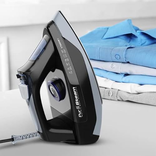 Professional Grade 1700W Steam Iron For Clothes With Rapid Even Heat Scratch Resistant Stainless Steel Sole Plate, True Position Axial Aligned Steam Holes, Self-Cleaning Function #TOP5