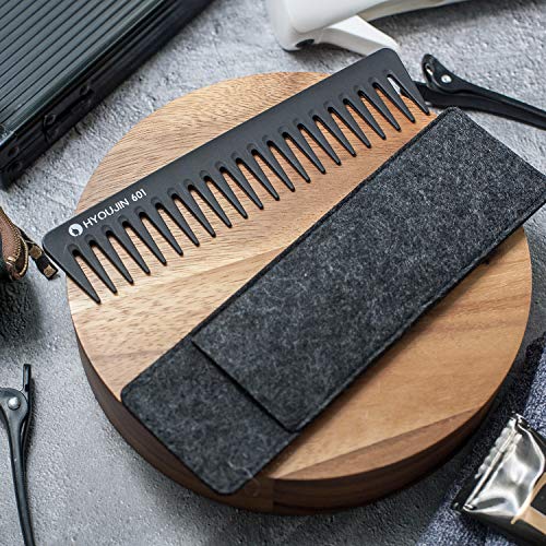 Hyoujin 601 Black Carbon Wide Tooth Comb Detangling Comb Detangler Hair Comb For Long Wet Hair Hair Straighten Curly Hair 230℃ Heat Resistan #TOP2