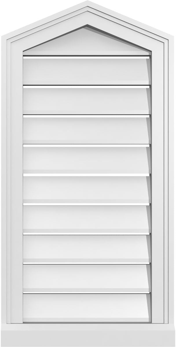 GVSPE16X3203SF-05 Peaked Top Brickmould Sill Frame, Primed Tan Signature Series Surface Mount Gable Vents, 16-in. W x 32-in. H, Unfinished