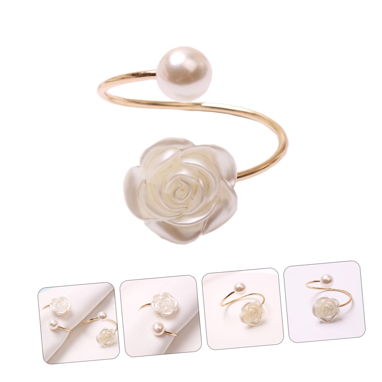 Mobestech 18stücke Teiliges Alloy Napkin Mit Perlen Und Rosen-Design Serviettenringe Für Hochzeiten Weihnachten Partys Und Besondere Anlässe