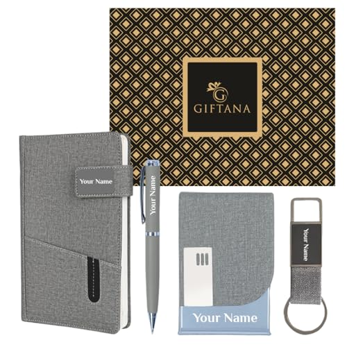 Giftana 4 in 1 Personalized Diary with Pen, Card Holder And Keych...