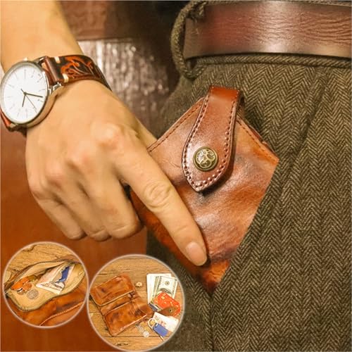 Vintage Wallet Long Wallet Handmade Wrinkled Vegetable Tanned Leather Wallet Card Holder Wallet(Brown)4