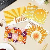 GRADESIN 60 Hello Postcards for Mailing Bulk Blank Greeting Cards 4 x 6 Inch Sunny Sunflower Colorful Smiley Face Post Cards for Kids Adults Teachers Students Assorted Blank Note Cards 5 Hello Designs
