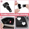 Tyqour 4Pcs Bling Heart Car Air Vent Clips Charms Air Conditioning Outlet Clip Crystal Rhinestone Universal Car Interior Decorative Accessories for Women Girls #2