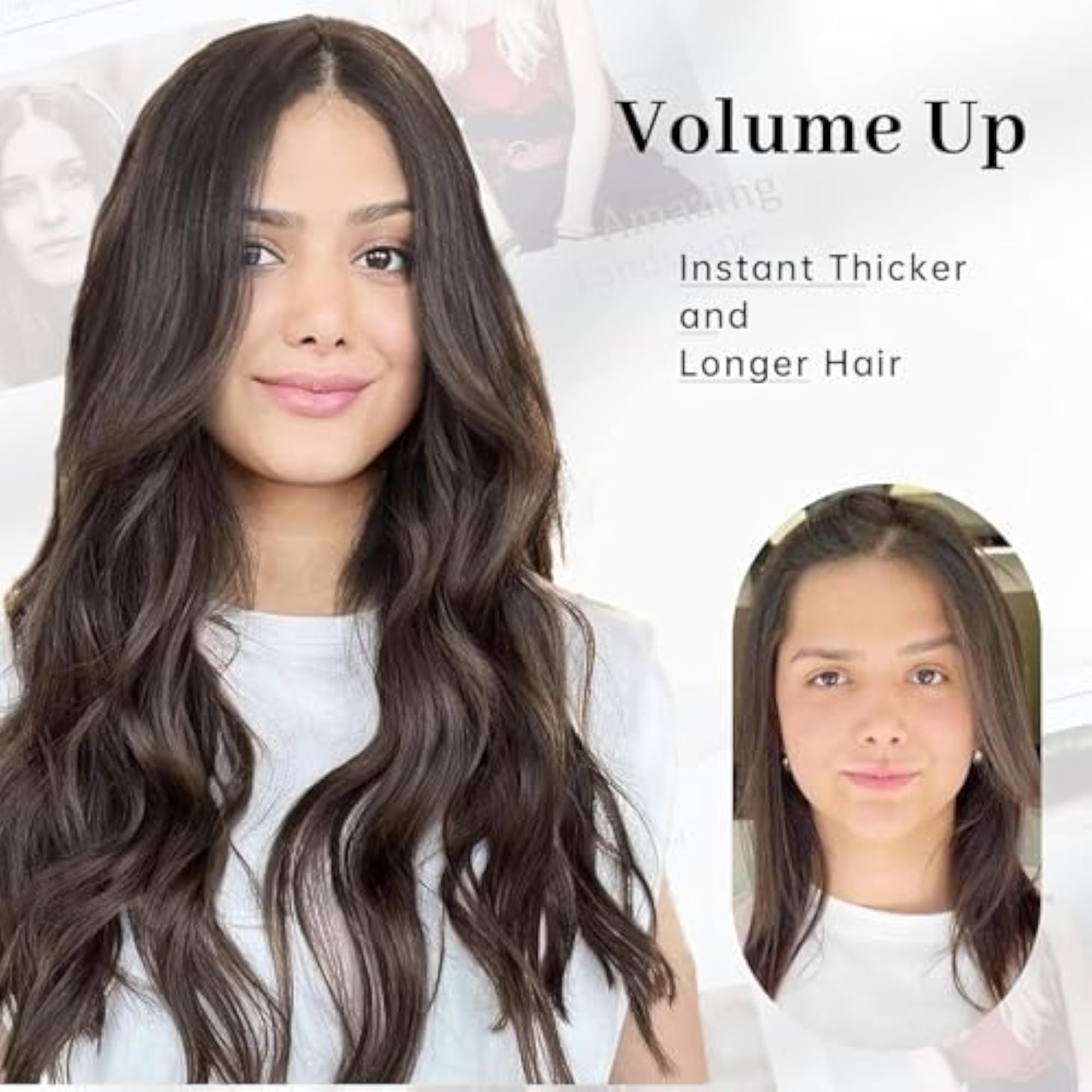 Women's Black Curly Wavy Hair Extensions, 16 Inches