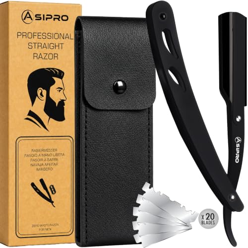 ASIPRO Straight Razors for Men with 20 Straight Edge Razor Blade & Case, Mens Straight Razor for Shaving Navajas Para Barbero Barber Razors for Men, Beard Razor