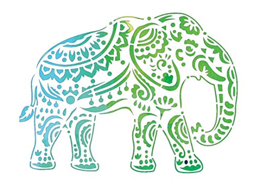 OBUY Lion Deer Tiger Wolf Whale Horse Animal Stencils for Painting on Wood, Fabric, Walls, Airbrush + More | Reusable Mylar Template (Elephant)