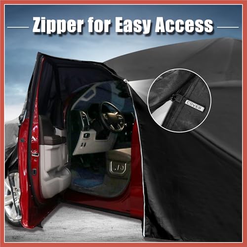 Image of ACROPIX Car Cover for Smart Fortwo 2007-2023 210D-PU Oxford Outdoor Full Car Cover All Weather Waterproof Windproof Protection with Driver Door Zipper Black Car Parts