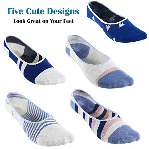 Image of RYI 5-Pack No Show Socks for Women Size 6-9 Ankle Invisible Non-slip Athletic Socks