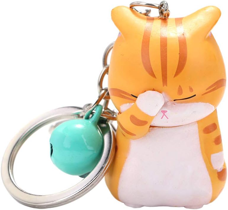 Cat Keychain Charms, Key Ring Cute Key Chain Shy Chubby Kitten Trinket Bag Decor