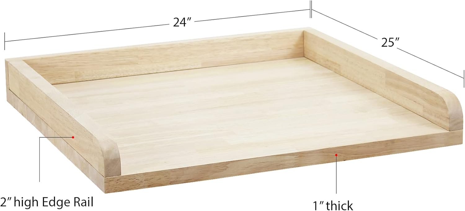 Washer Dryer Counter top - Real Wood Butcher Block with Edge Rails - 25" Depth x 24" Width - By BenchPro