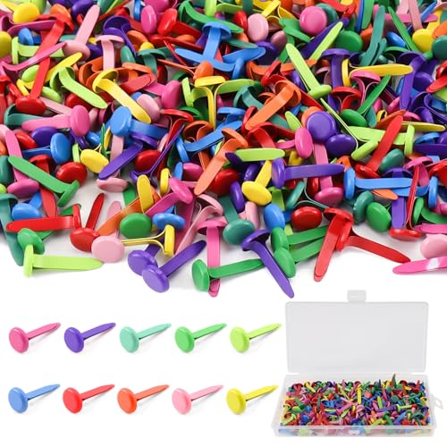400 Stück Musterbeutelklammern Musterklammern Rundkopfklammern Mini Brads Musterklammern Rundkopf Briefklammern Metall (Bunte)