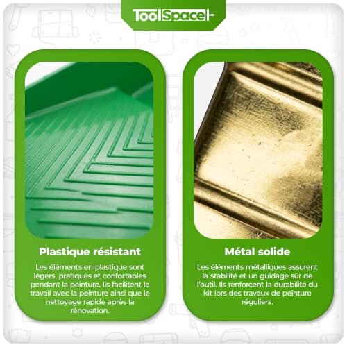 ToolSpace 17 Pièces Rouleau Kit - 18 cm et 4 x 11 cm Mini Rouleaux avec Manche - Pinceau 36 mm et Rond - Bac et Ruban de Masquage Scotch Bâche de Protection Grille Cutter Crayon Spatule Peinture – vue 8