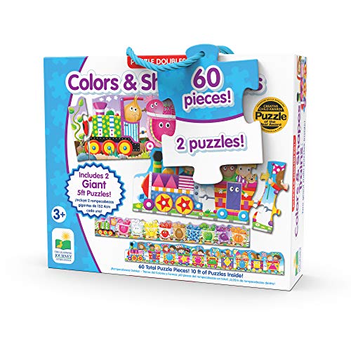 The Learning Journey: Puzzle Doubles - Giant Colors And Shapes Train Floor Puzzles - 10 Ft Of Puzzles Inside, 60 Pieces - Award Winning Toys #TOP3