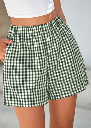Image of PRETTYGARDEN Womens Summer Gingham Boxer Shorts