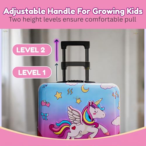 Image of Toy Imagine 18 Inch trolley bag for girls Kids Luggage Trolley Hard Polycarbonate Suitcase Cabin with Spinner Wheels Retractable Handle Lightweight travel bag for kids girls unicorn trolley bag(46 cm)
