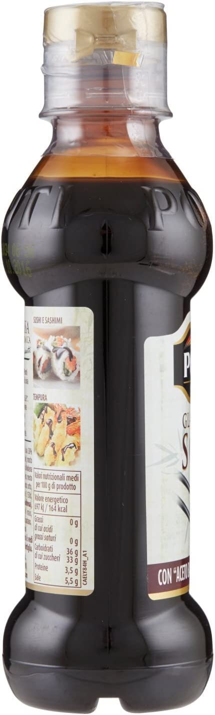 12x Ponti Glassa alla Soia Gastronomische Glasur Sauce Soja Würzsaucen 240g mit Balsamico-Essig von Modena IGP
