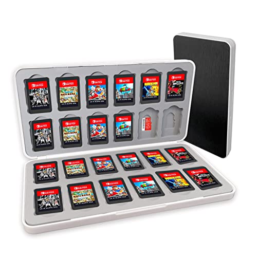 Wnjaco Switch Game Card Case For Nintendo Switch Game & Micro Sd Card, Customized Pattern Switch Lite Game Card Storage Box With 24 Game Card Slots And 24 Micro Sd Card Slots With Magnetic Closure (Black White) #TOP10